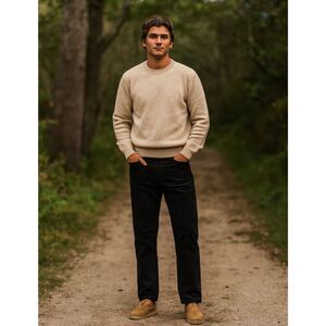 Lands End Square Rigger Corduroy Pant Mens Sz 34x32 Navy Relaxed 5 Pocket Casual